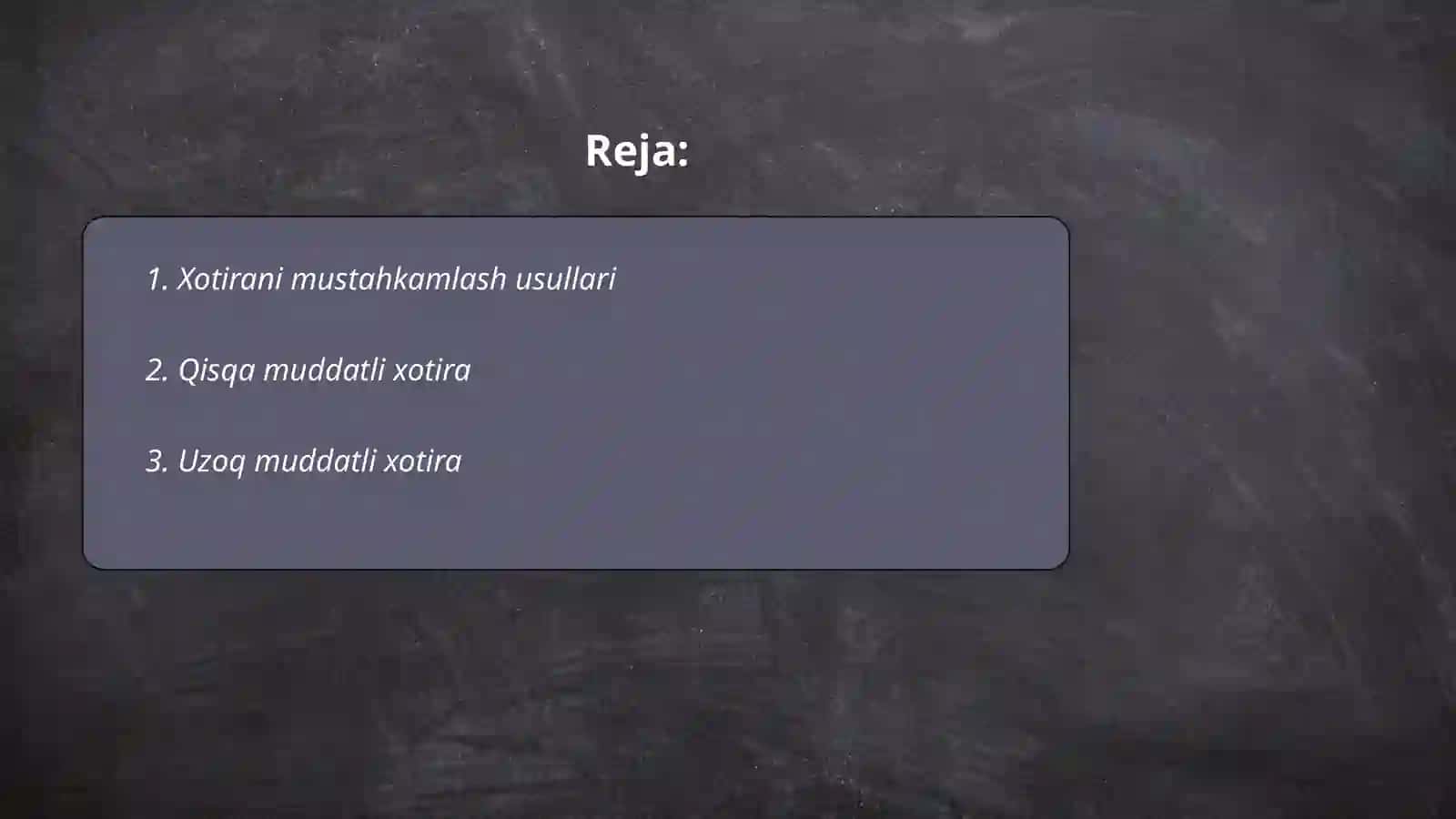 Xotirani mustahkamlash usullari 2
