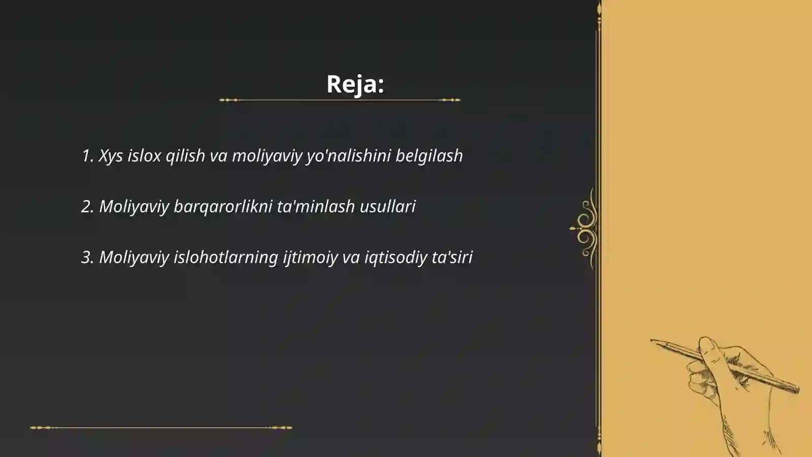 Xys islox qlish tzimida moliyaviy resuslar mavzusi 2