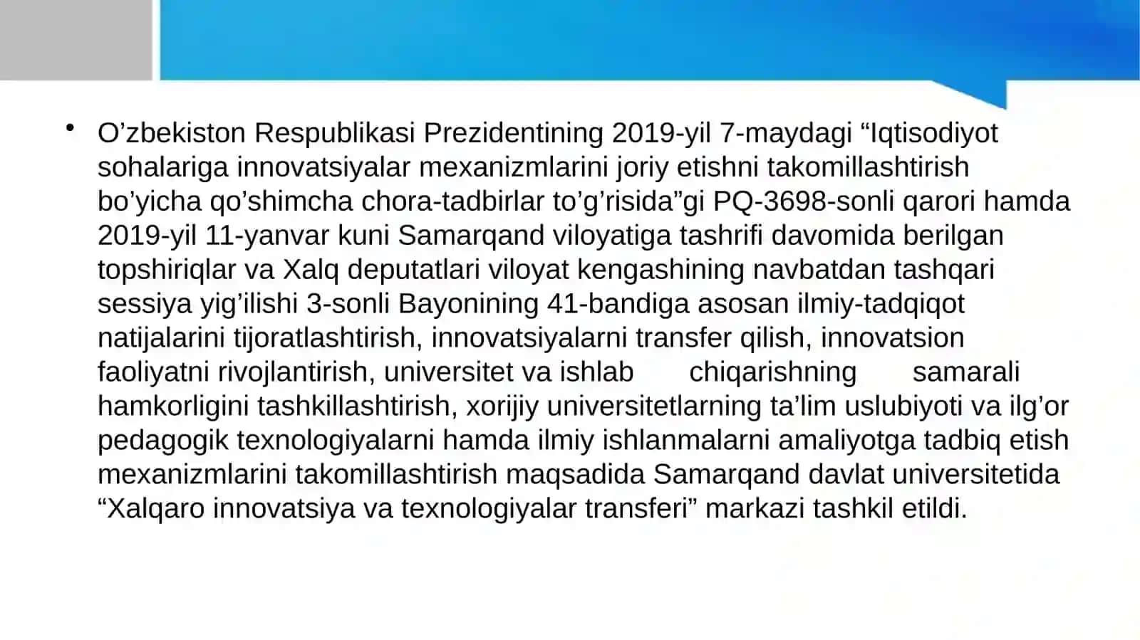 Innovatsion texnologiyalar transferi 2