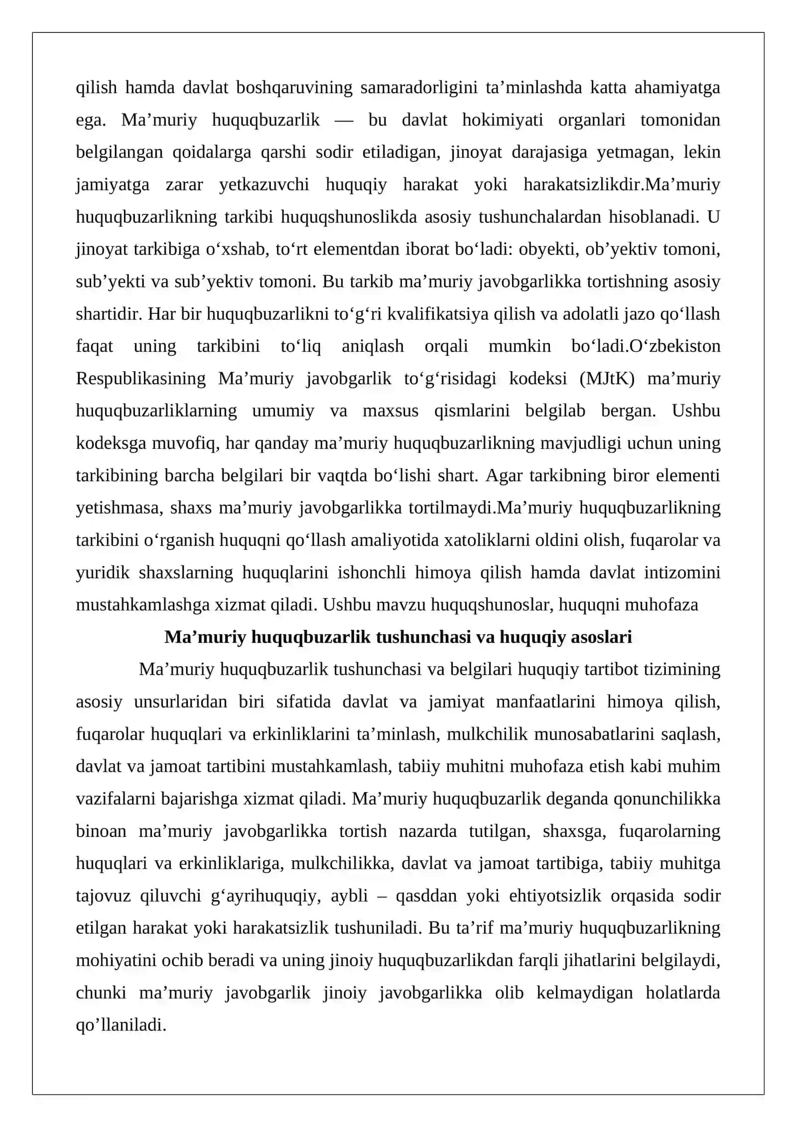 Ma’muriy huquqbuzarlik tarkibi 2