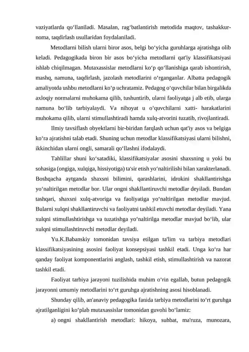 Tarbiya jarayonining shakllari va metodlari 2