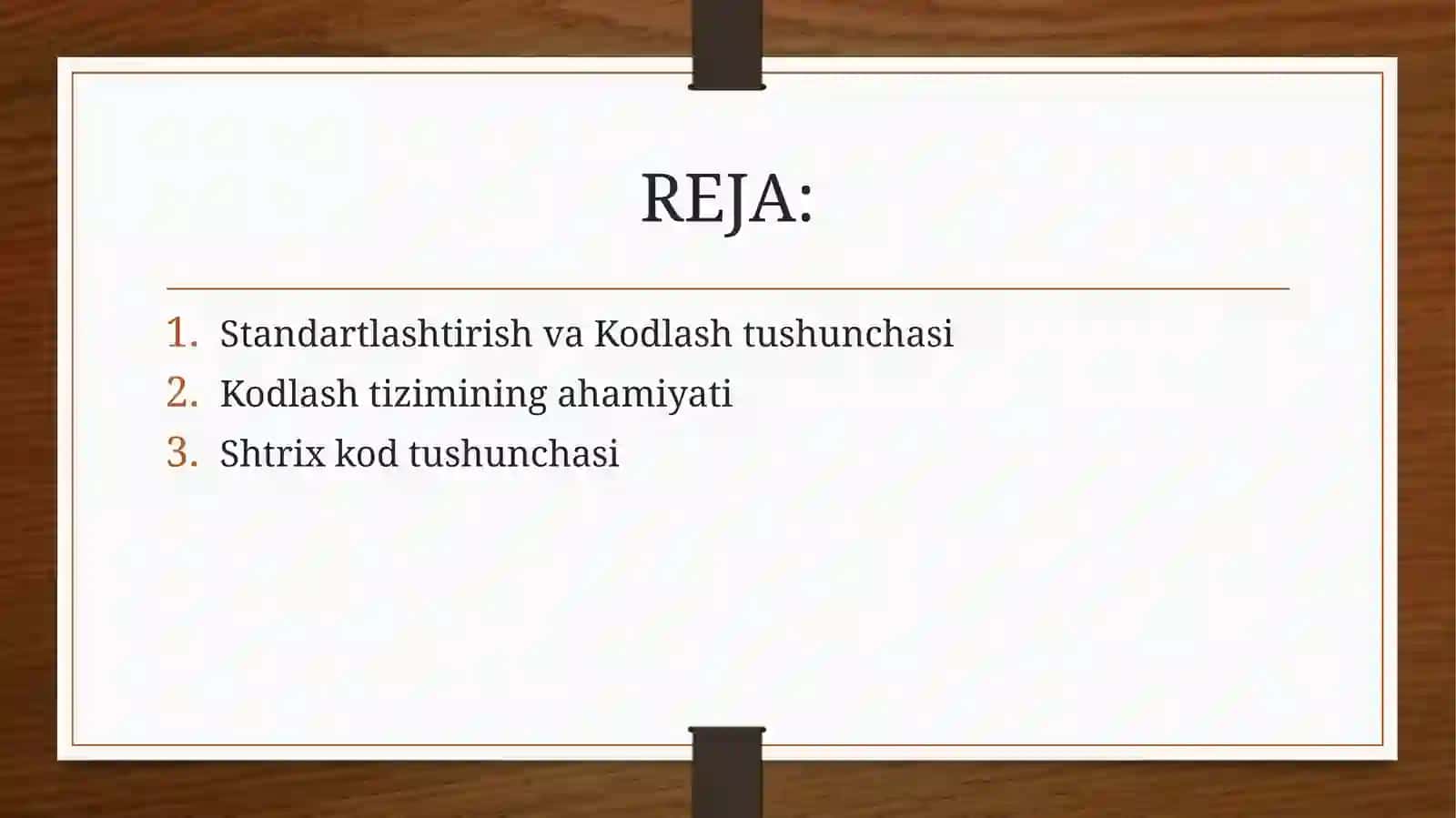 Standartlashtirish va Kodlash tushunchasi 2