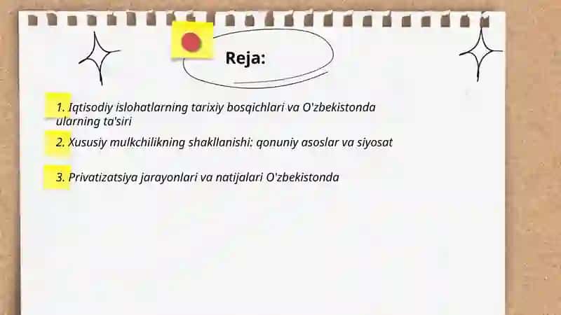 Xususiy Mulkchilik va Iqtisodiy Islohatlar 2