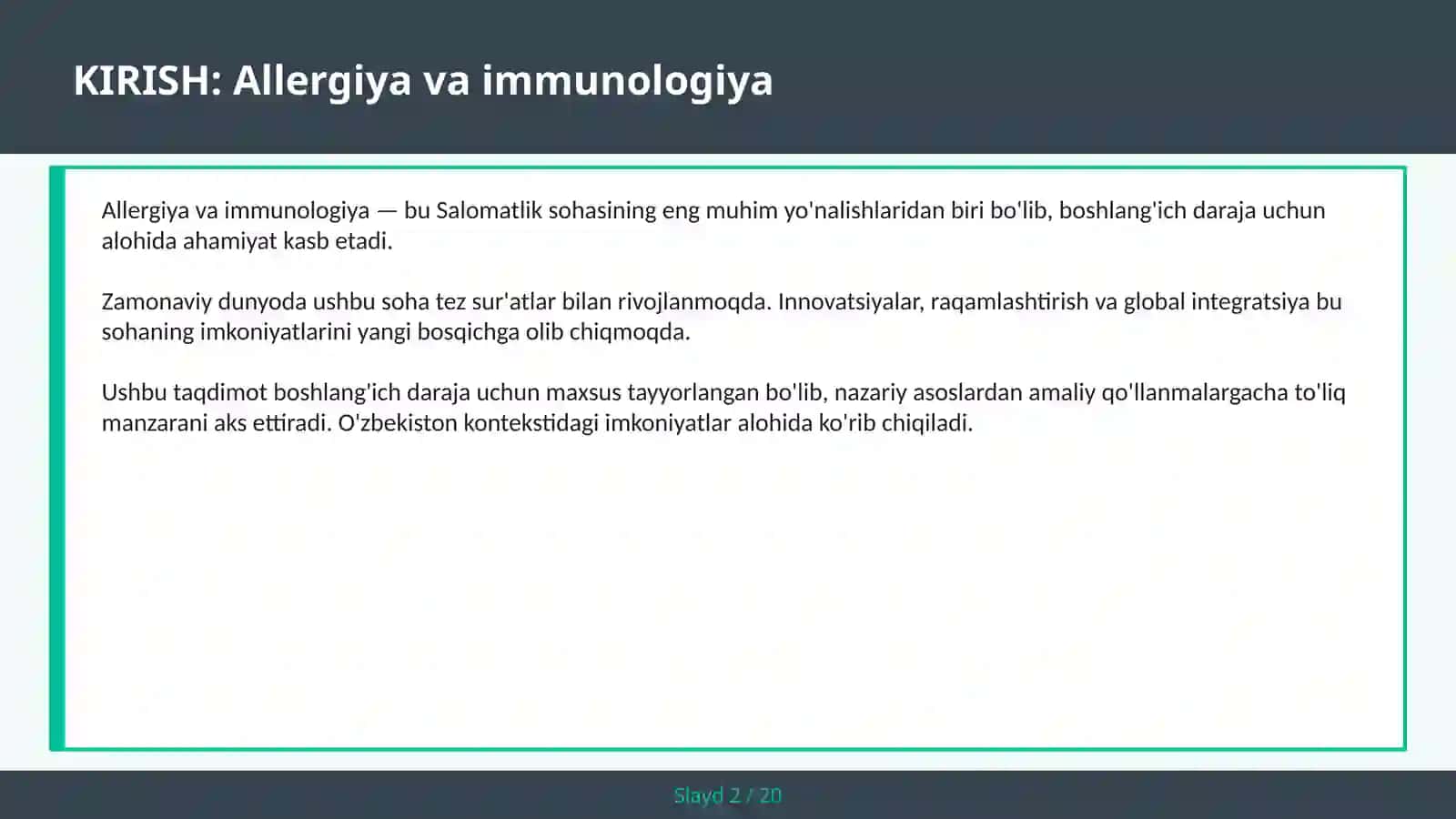 ALLERGIYA VA IMMUNOLOGIYA 2