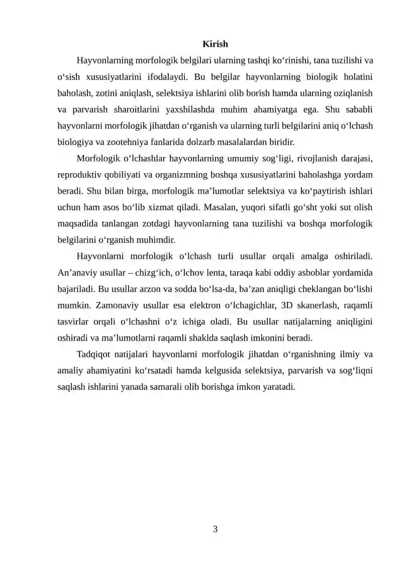 Hayvonlarni morfologik belgilarini oʻlchash 2