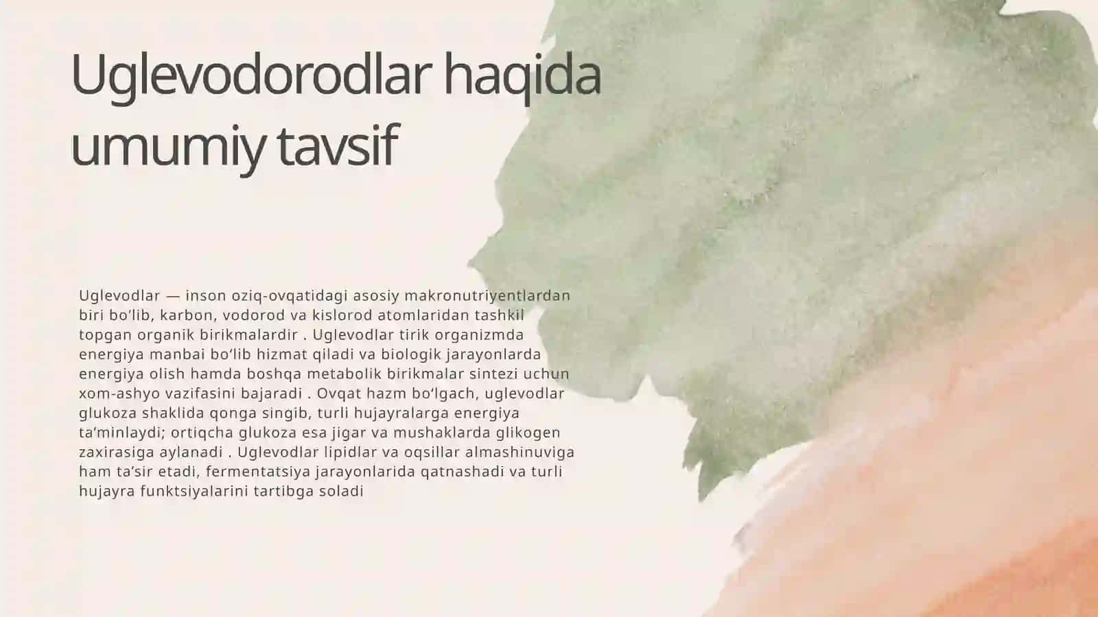 OZIQ-OVQAT TARKIBIDAGI UGLEVODORODLAR 2