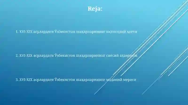 XVI-XIX asrlarda Oʻzbekiston shaharlari 2