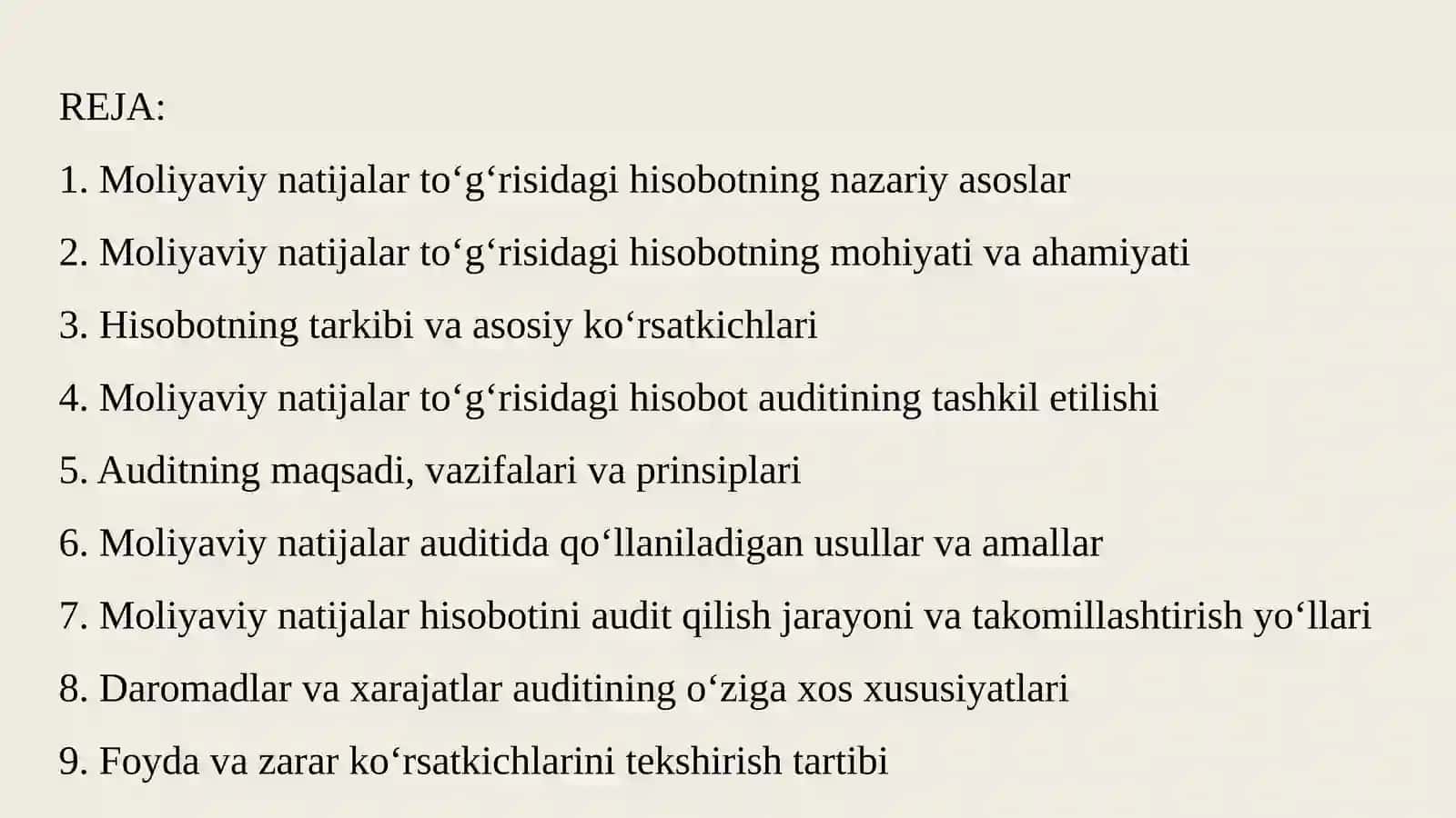 Moliyaviy natijalar to‘g‘risidagi hisobot auditi 2