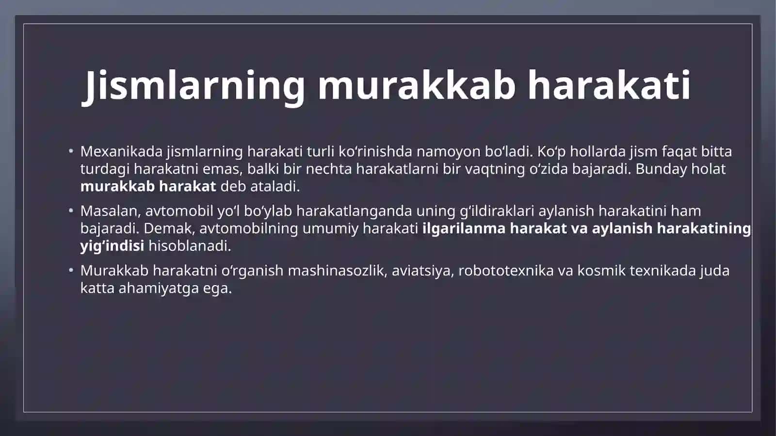 Jismlarning murakkab harakati 2