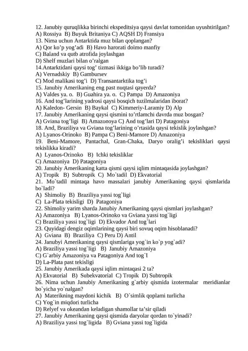 MATERIKLAR VA OKEANLAR TABIIY GEOGRAFIYASI 2