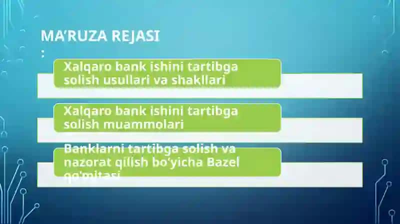 Xalqaro bank ishini tartibga solish 2