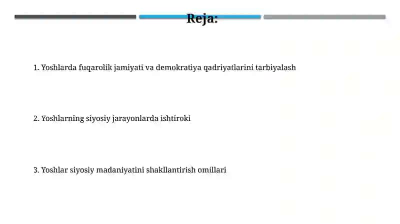 Yoshlar siyosiy madaniyatini rivojlantirish 2