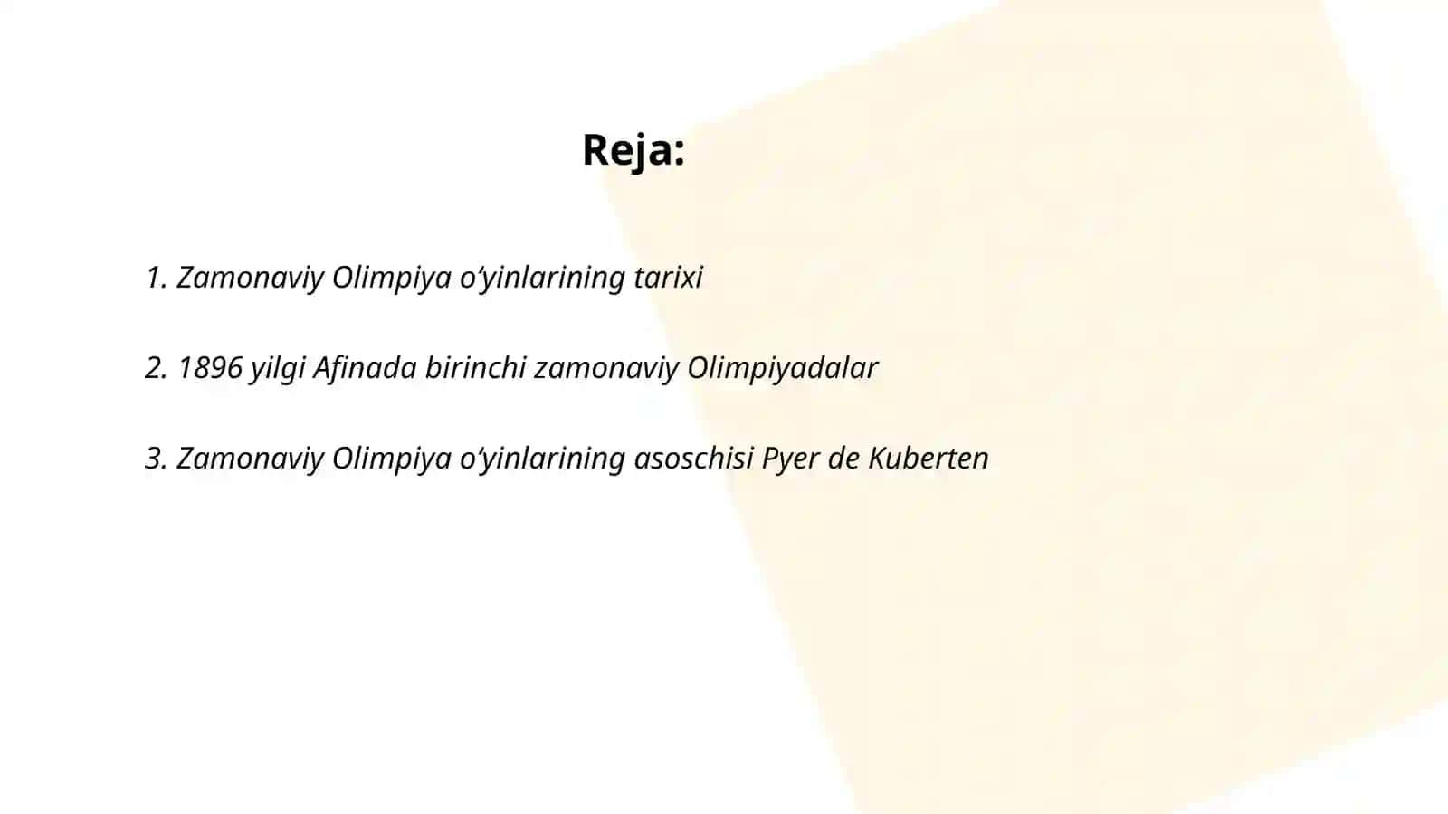 Zamonaviy Olimpiya o‘yinlarining qayta tiklanishi 2