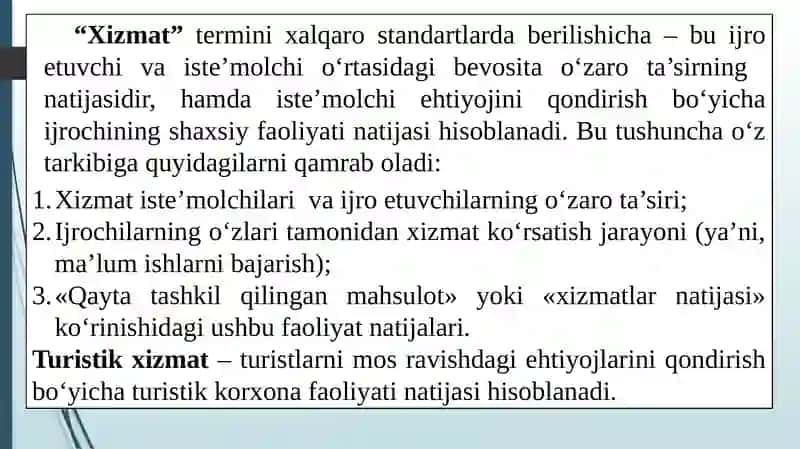 Turistik xizmatlar 2