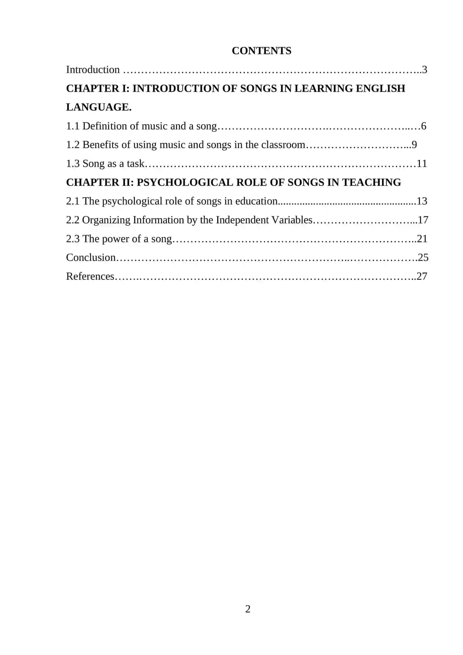 COURSE WORK ON TEACHING ENGLISH USING SONGS 2