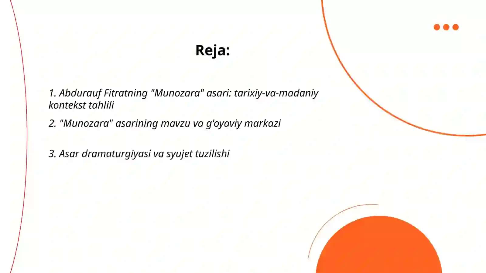 Abdurauf Fitratning " Munozara " asari tahlili 2