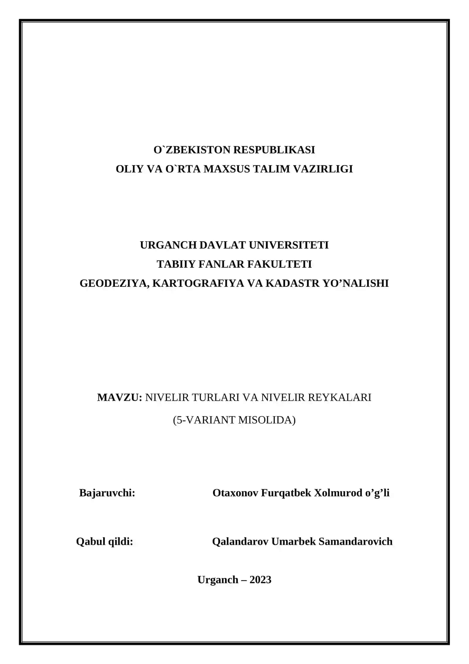 NIVELIR TURLARI VA NIVELIR REYKALARI 2