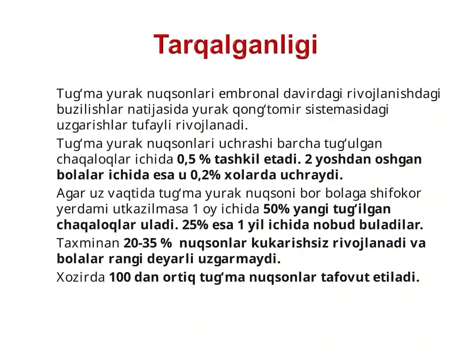Tugʻma yurak nuqsonlari. 2