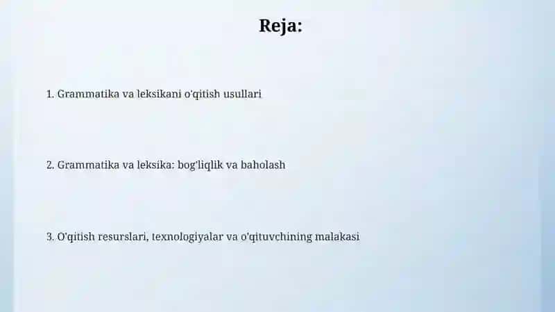 Grammatika va lug'atni o'rgatish 2