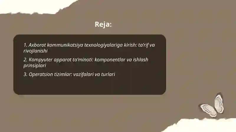 Axborot kommunikatsiya texnologiyalari va tizimlariga kirish 2