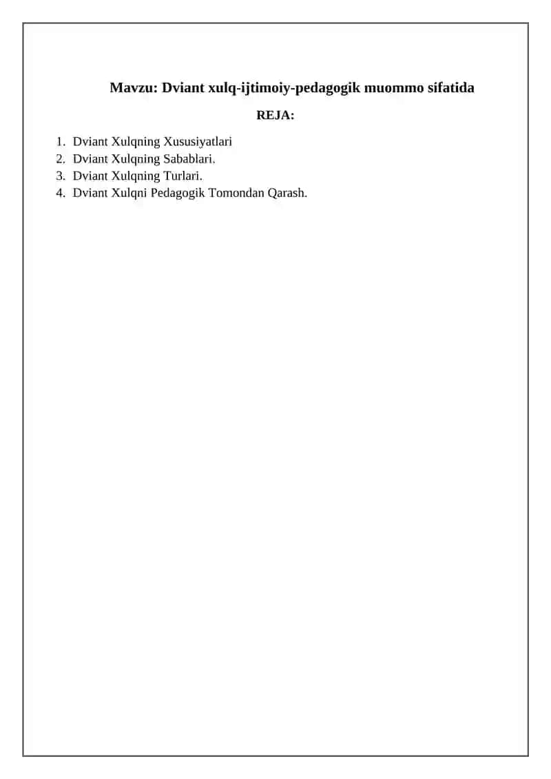 Dviant Xulq-Ijtimoiy-Pedagogik Muommo 2