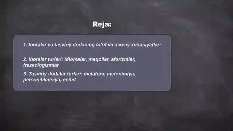 Iboralar va tasviriy ifodaning nutqdagi oʻrni 2