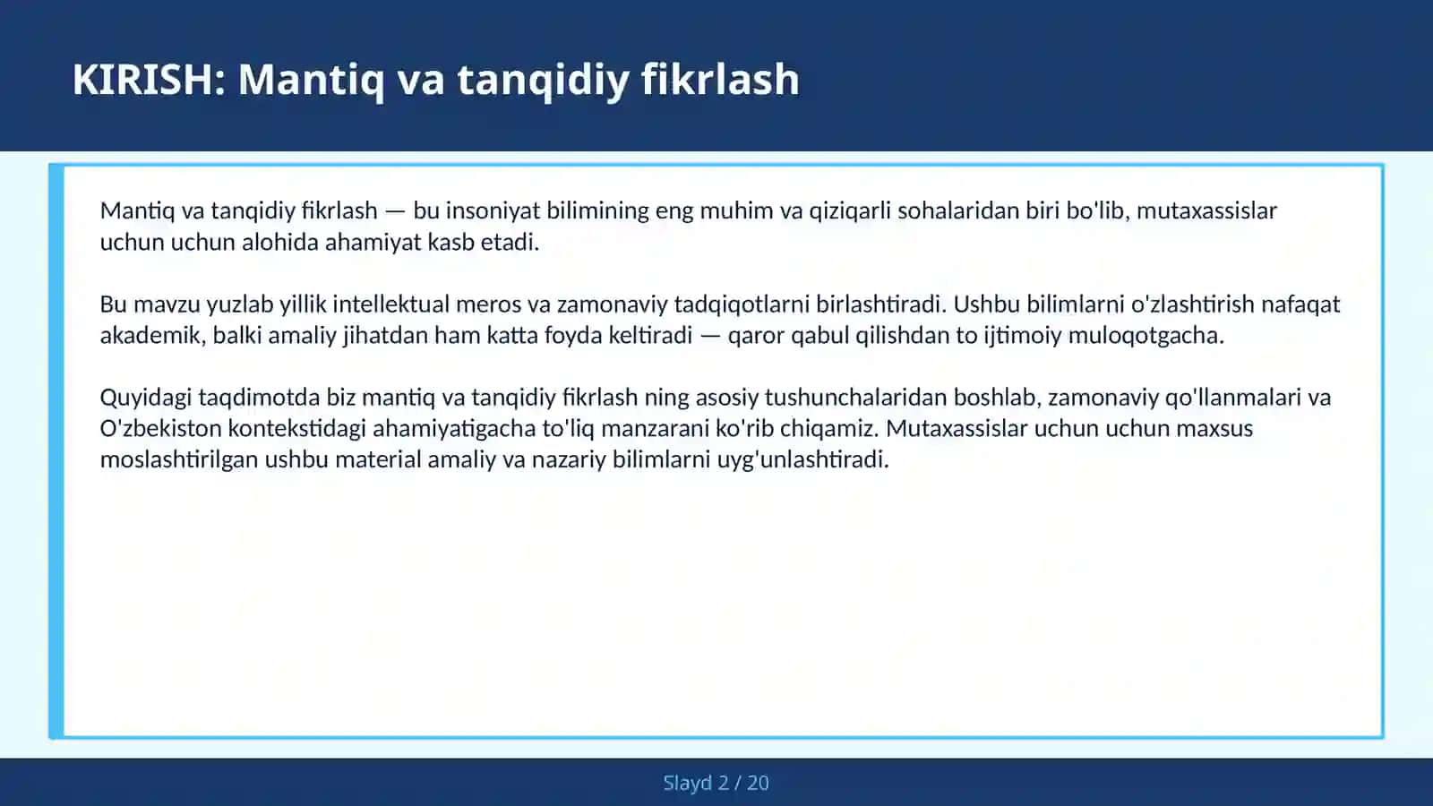 Mantiq va tanqidiy fikrlash 2