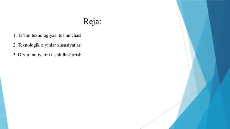 Texnologik o‘yinlar klassifikatsiyasi 2