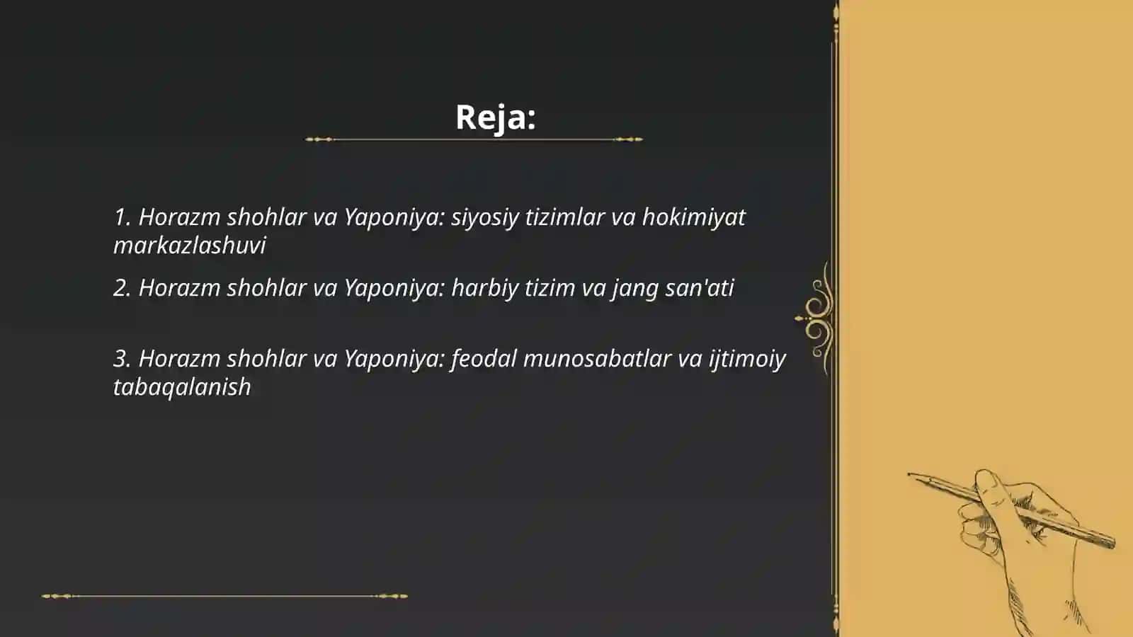 Horazm shohlar va Yaponiya solishtrma 2