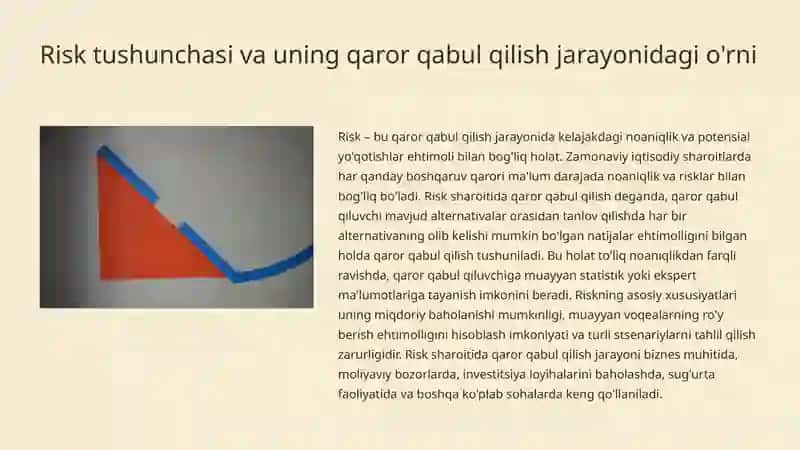 Risk sharoitida qaror qabul qilish 2