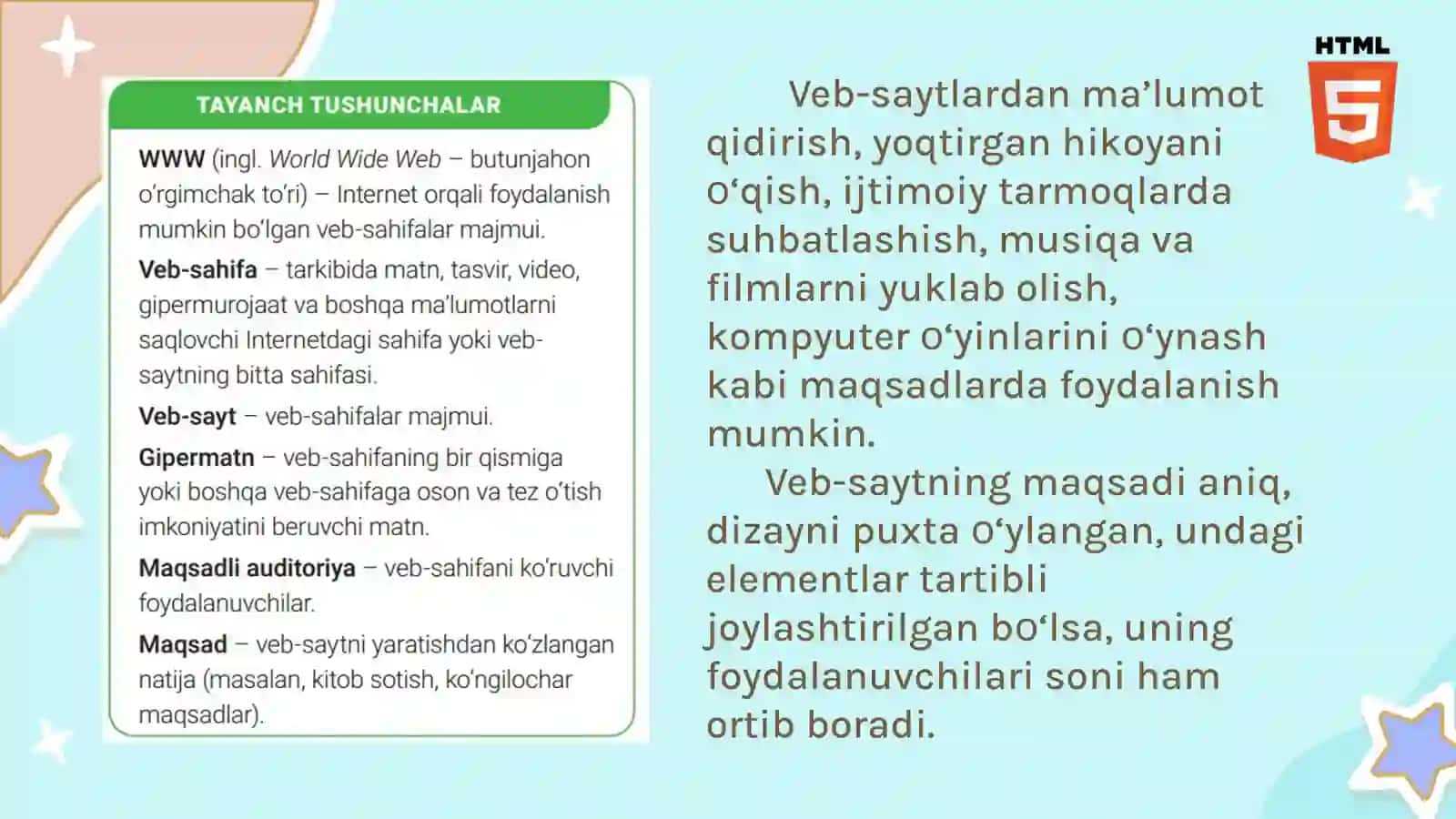 VEB-TEXNOLOGIYA ASOSLARI.HTML TILI 2