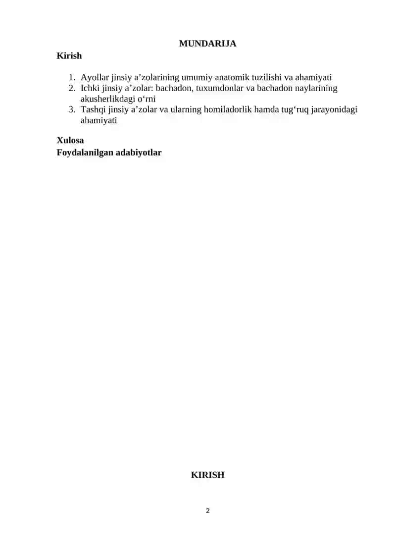 "Akusherlikda Ayollar Jinsiy A'zolari" 2