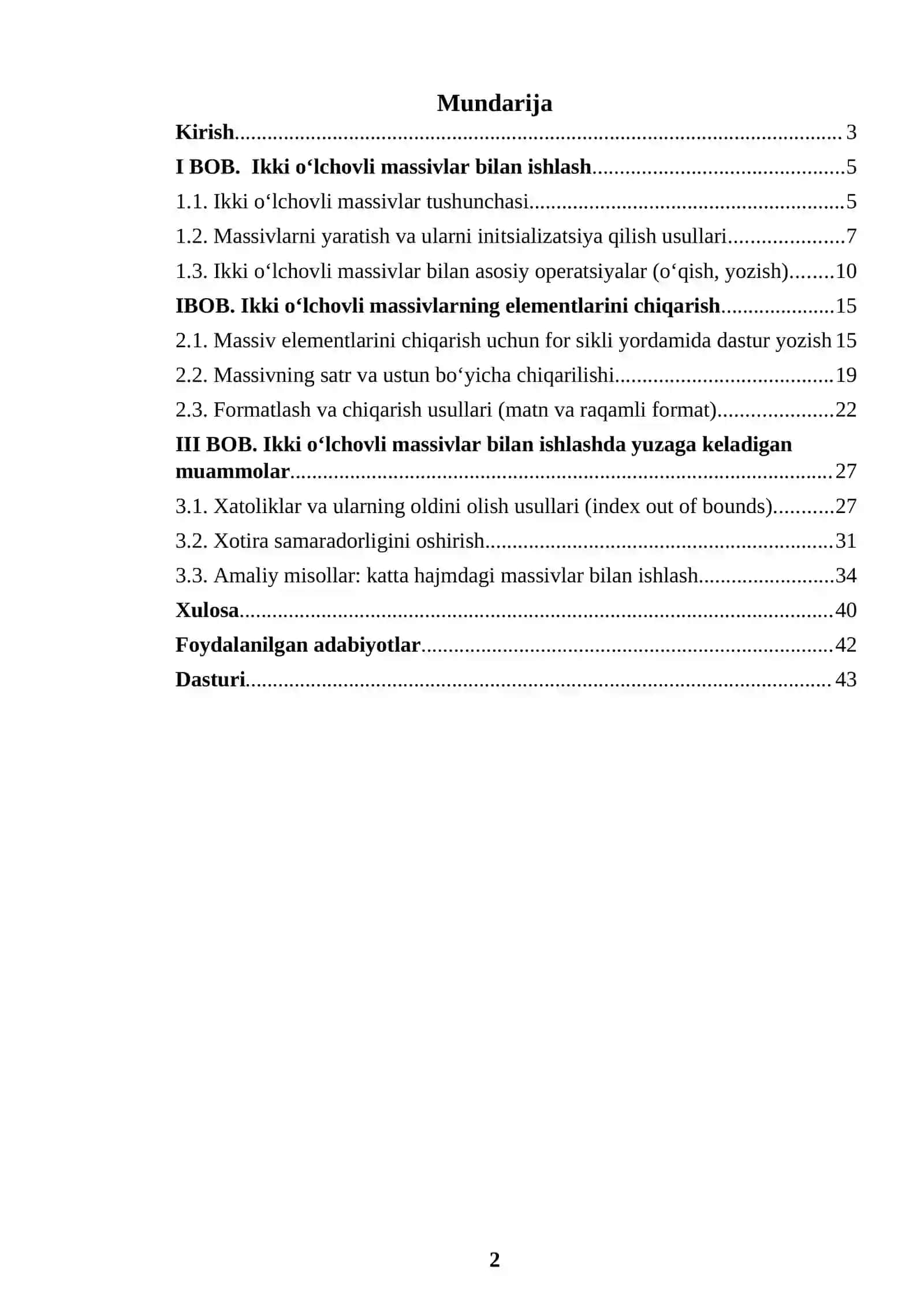 DASTURLASH FANIDAN TAYYORLAGAN KURS ISHI 2