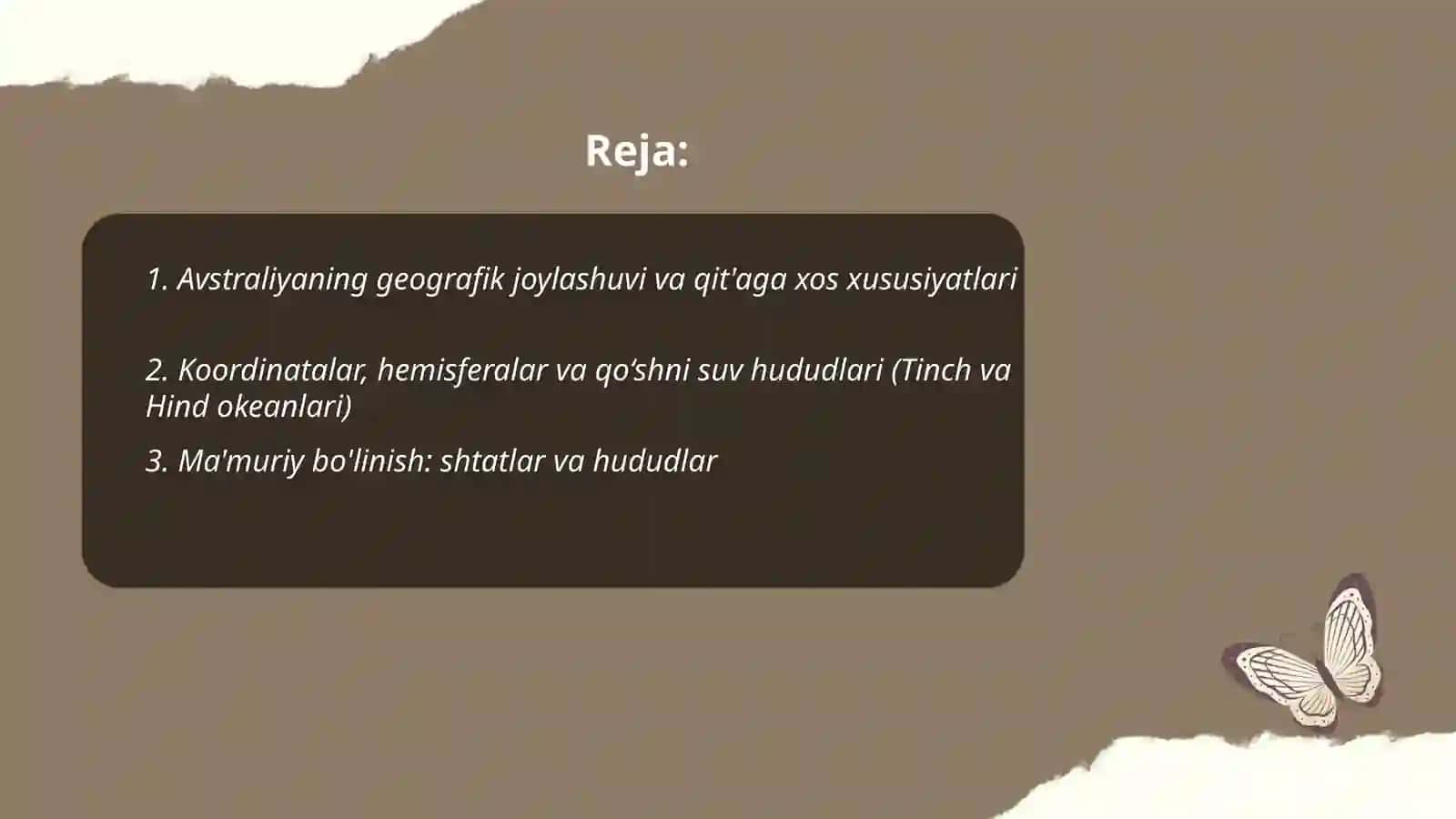 Avstraliyaning geografik joylashuvi va qit'aga xos xususiyatlari 2