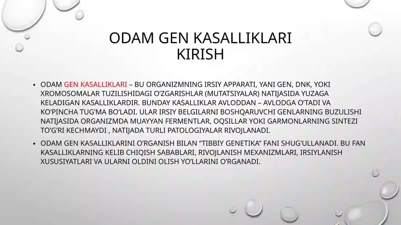 ODAM GEN KASALLIKLARI, AHOLIGA TIBBIY-GENETIK YORDAM 2