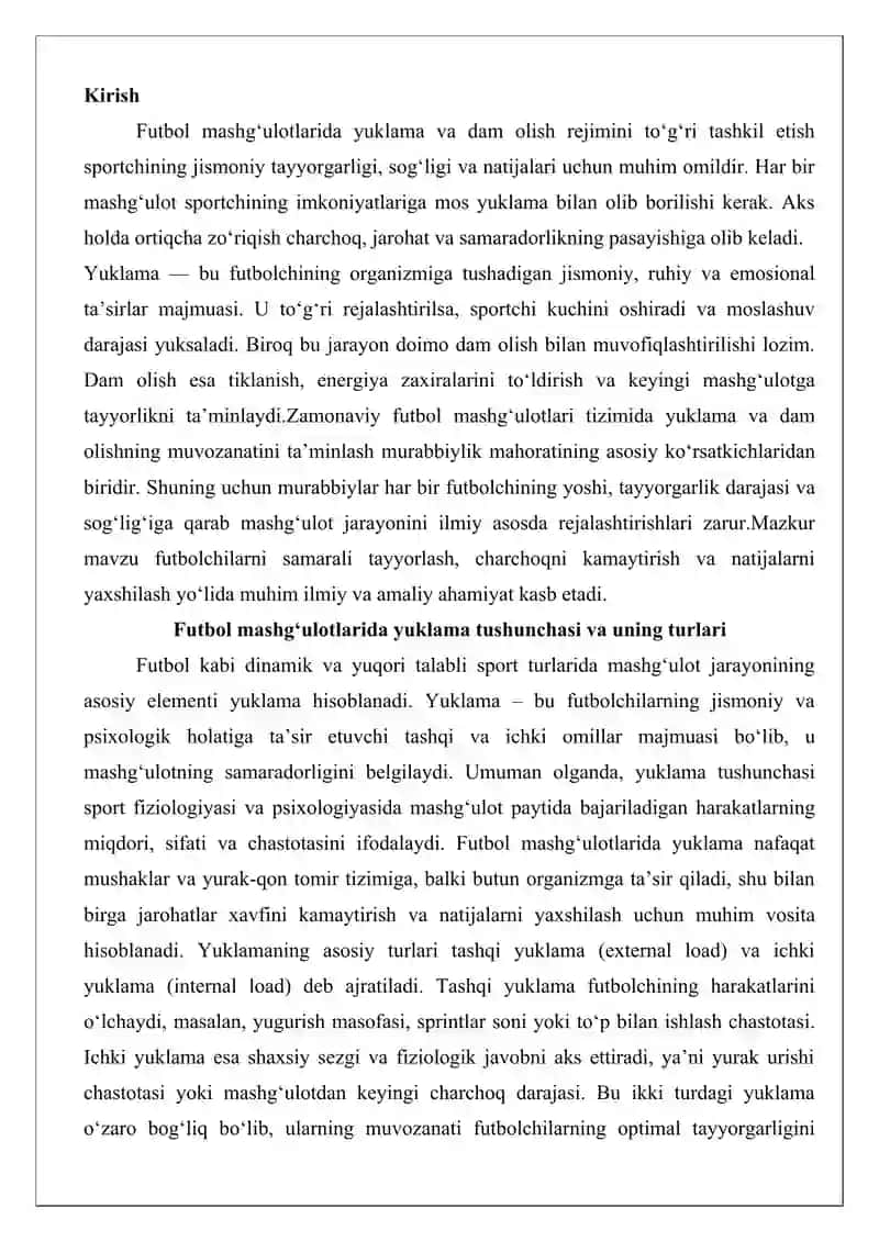 Yuklama va dam olish rejimi 2
