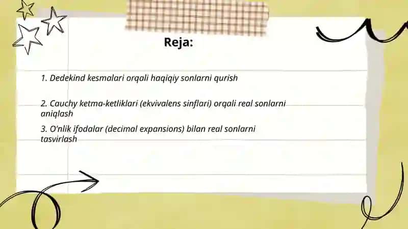 Haqiqiy sonlarni aniqlash usullari 2