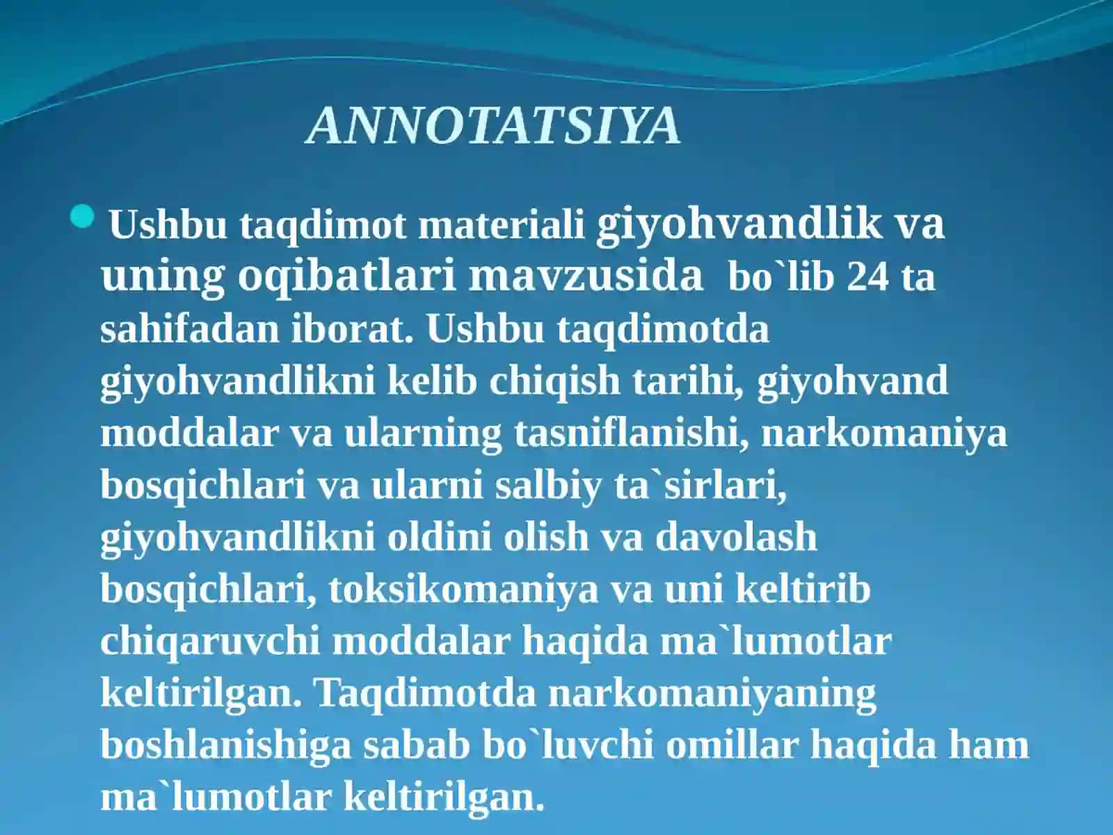 GIYOHVANDLIK VA UNING OQIBATLARI 2