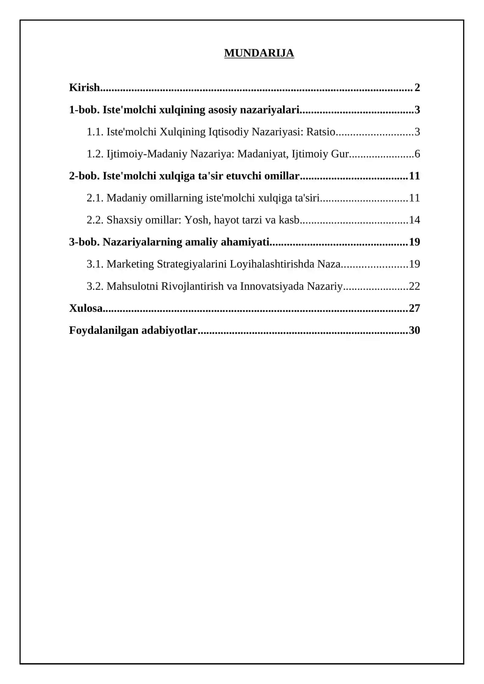 Iste'molchi xulqining Nazariy asoslari 2
