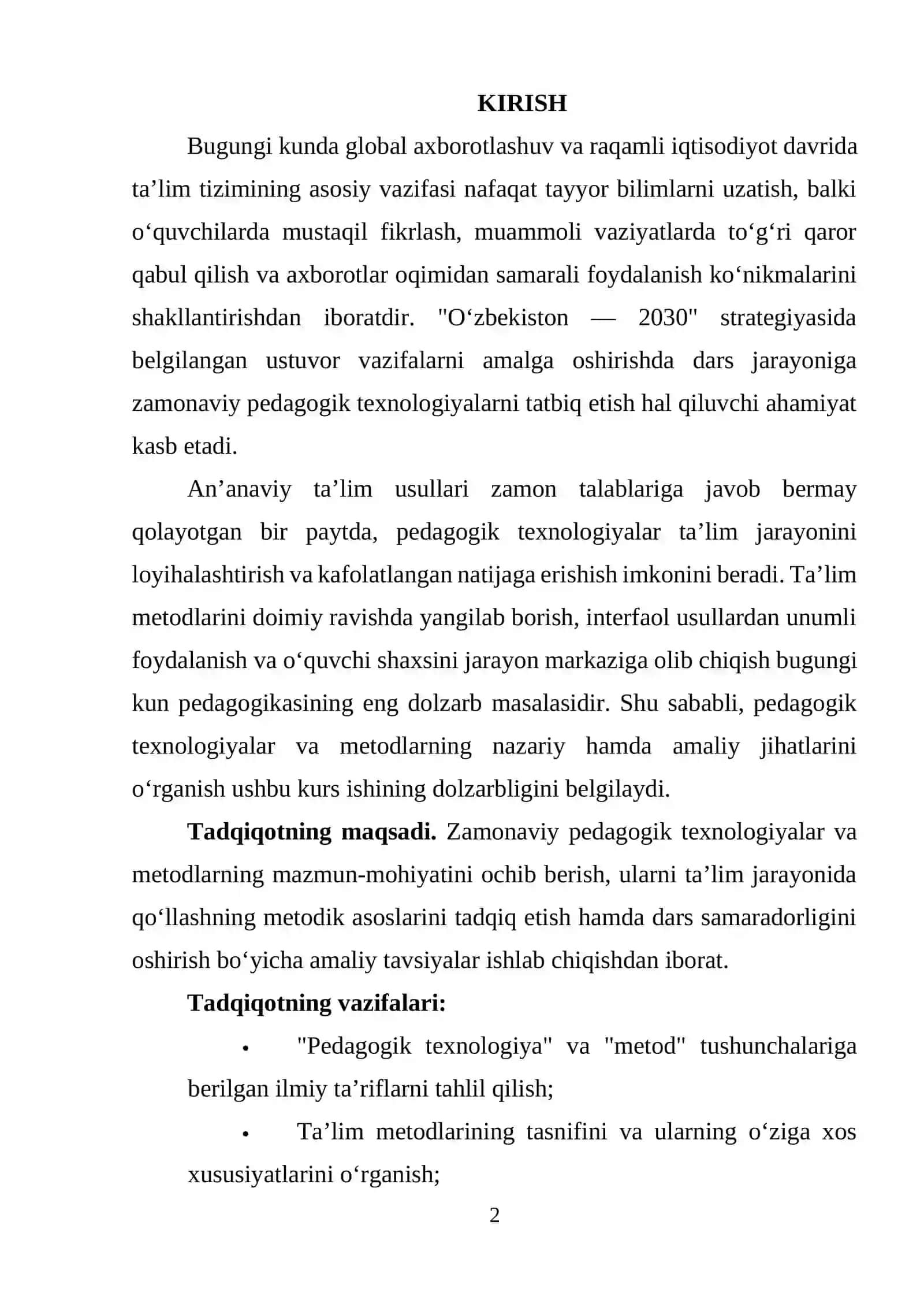 PEDAGOGIK TEXNOLOGIYALAR VA METODLAR 2