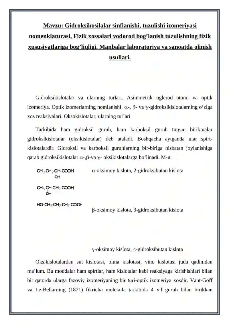Gidroksihosilalar sinflanishi 2