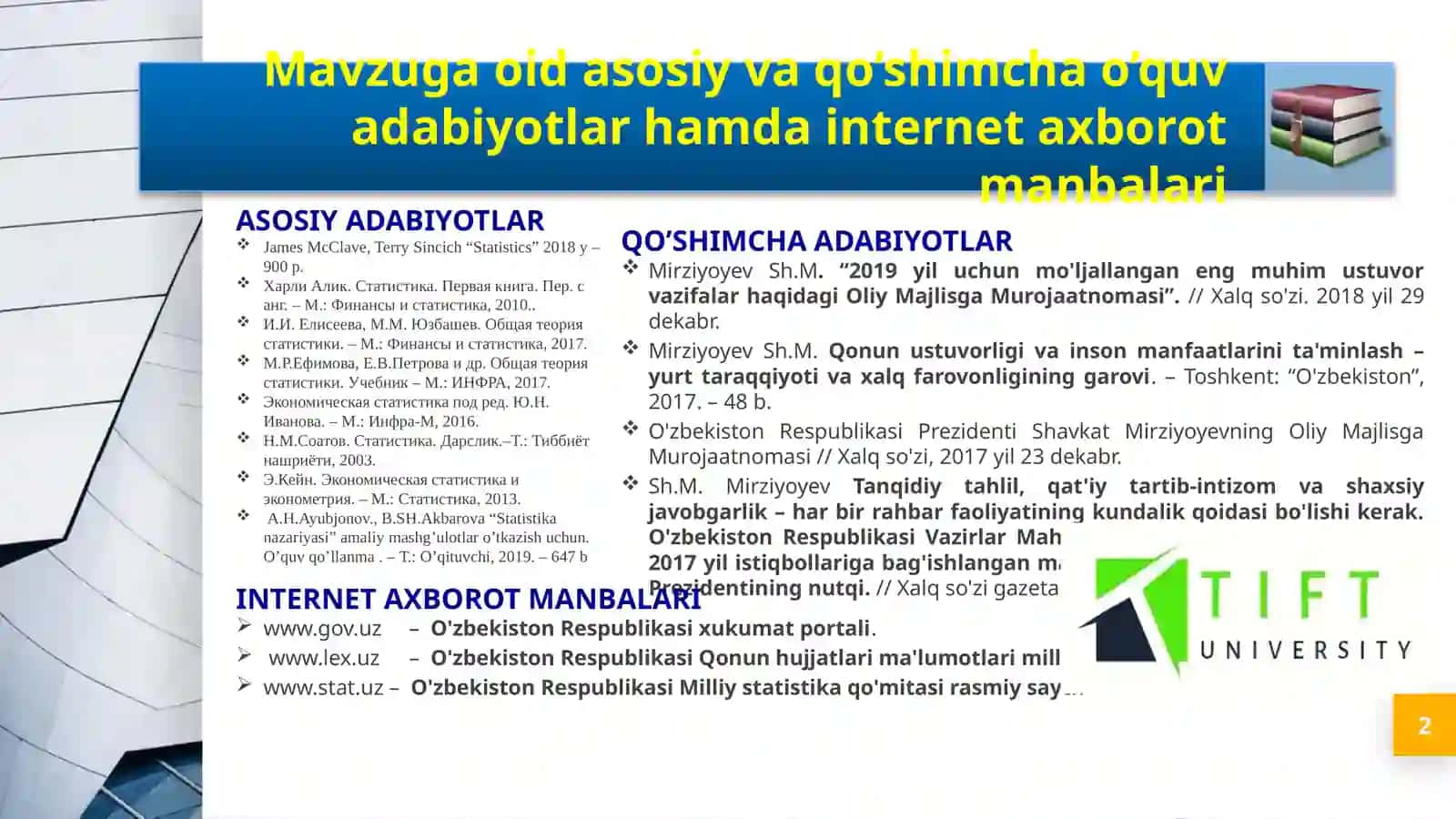 Statistika fanining predmeti va uslubi 2