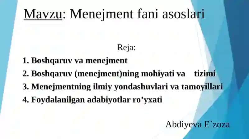 Menejment fani asoslari 2