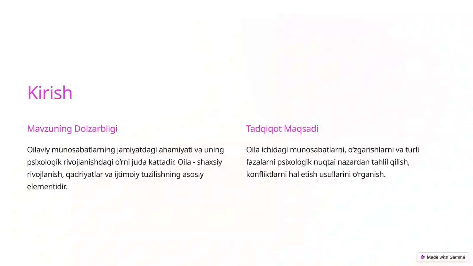 Oilaviy Munosabatlar: Psixologik Yondashuv 2