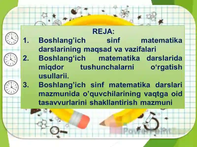Boshlang`ich sinf o`quvchilarining vaqtga oid tasavvurlarini shakllantirish 2