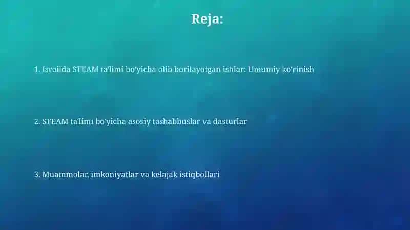 Isroildasteamtaʼlimiboʻyichaqilinayotganishlar 2