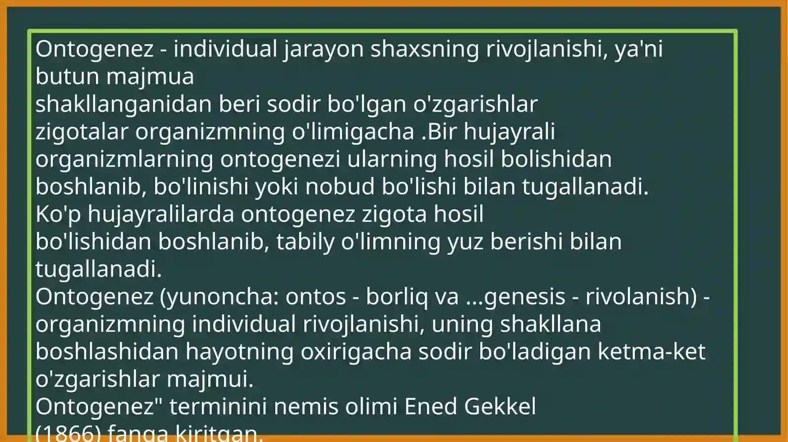 Ontogenez. Individual taraqqiyot 2