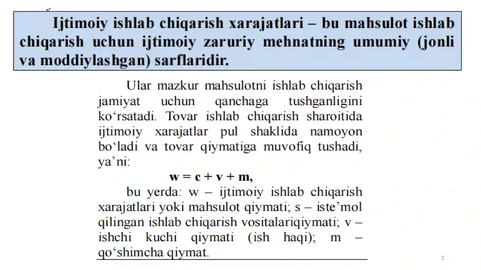 ISHLAB CHIQARISH XARAJATLARI VA FOYDA 2