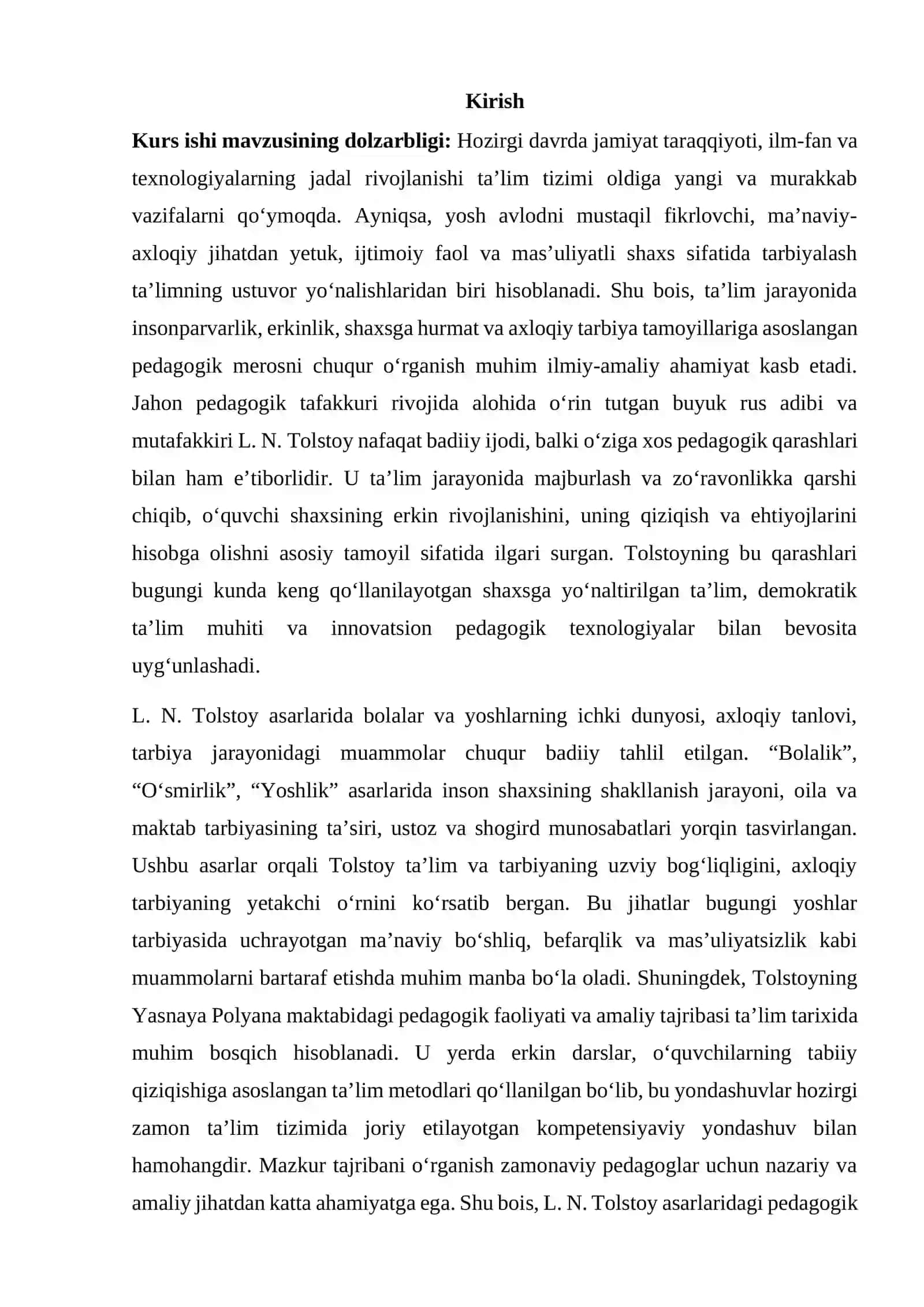 L.N.Tolstoy asarlaridagi pedagogik gʻoyalar tahlili 2
