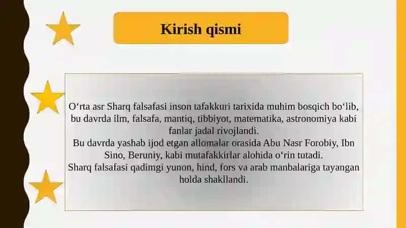 o‘rta asr Sharq falsafasi. Farobiyning falsafiy qarashlari 2
